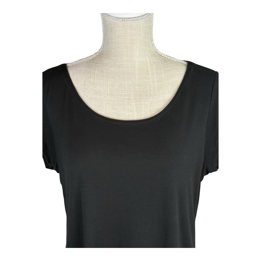 Eileen Fisher 100% Silk Blouse T-shirt Women's XL Black Minimalist Capsule Basic - Picture 3 of 7